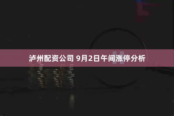 泸州配资公司 9月2日午间涨停分析